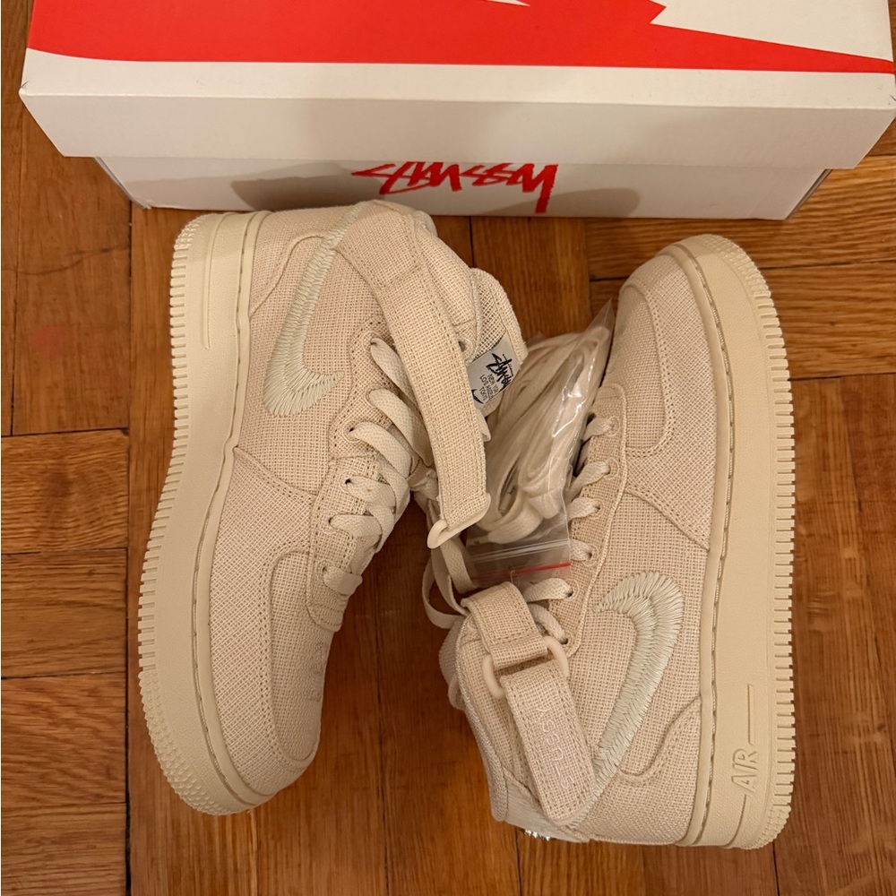 Stussy Cream High-Top Sneakers